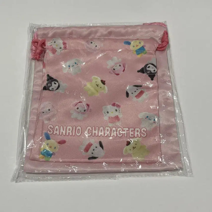 [BUNJANG] Sanrio Pittotto Friends Drawstring Pouch Set with Stickers / [일괄] 산리오 피탓토 프렌즈 조리개 파우치 세트, 스티커