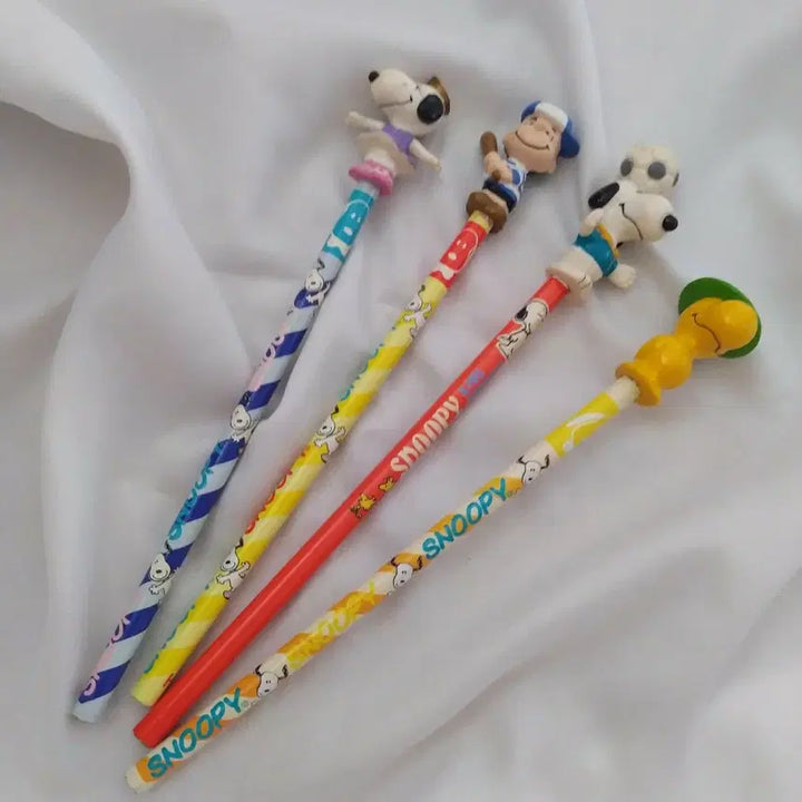 [BUNJANG] Vintage Snoopy Pencil Set - Classic Peanuts Barn Sohn Figure Pencils / 빈티지 스누피 인형 연필 세트 / 옛날 피너츠 바른손 고전 피규어 연필