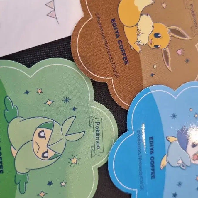 [BUNJANG] Ediya Pokemon Sticker Set - 4종 + Rilakkuma / 이디야 포켓몬스티커 팽도리 이브이 푸린 쟤누구냐 4종세트 +리락쿠마