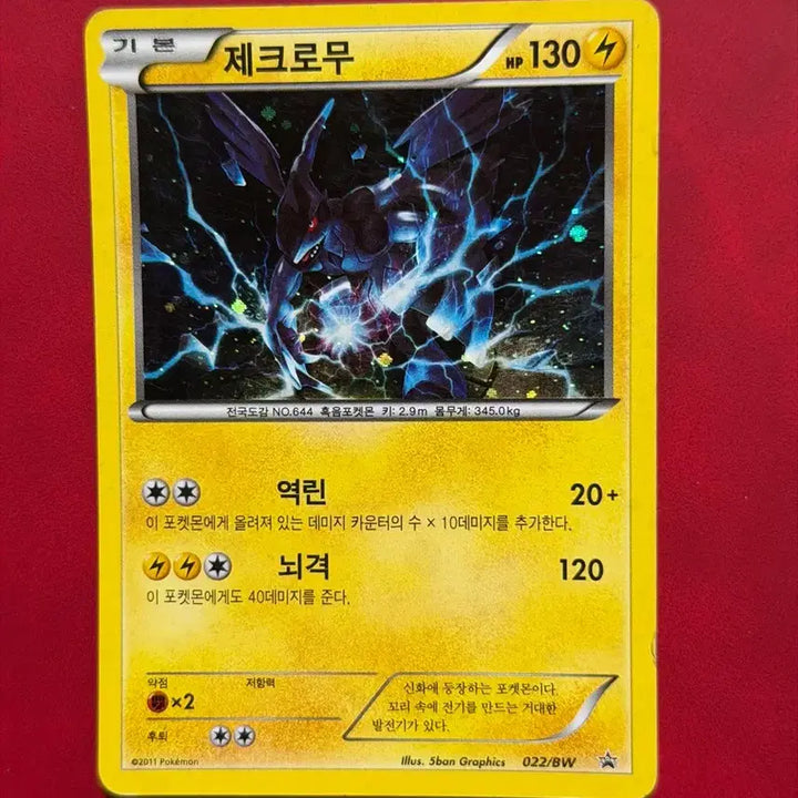 [BUNJANG] 2011 BW Promo Reshiram Ancient Holo Card / 제크로무 포켓몬 고대 홀로 카드 BW (프로모) -2011-