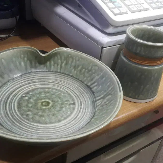 [BUNJANG] 1970s Unused Japanese Vase and Water Basin Set / 1970 미사용 일본 화병 세트