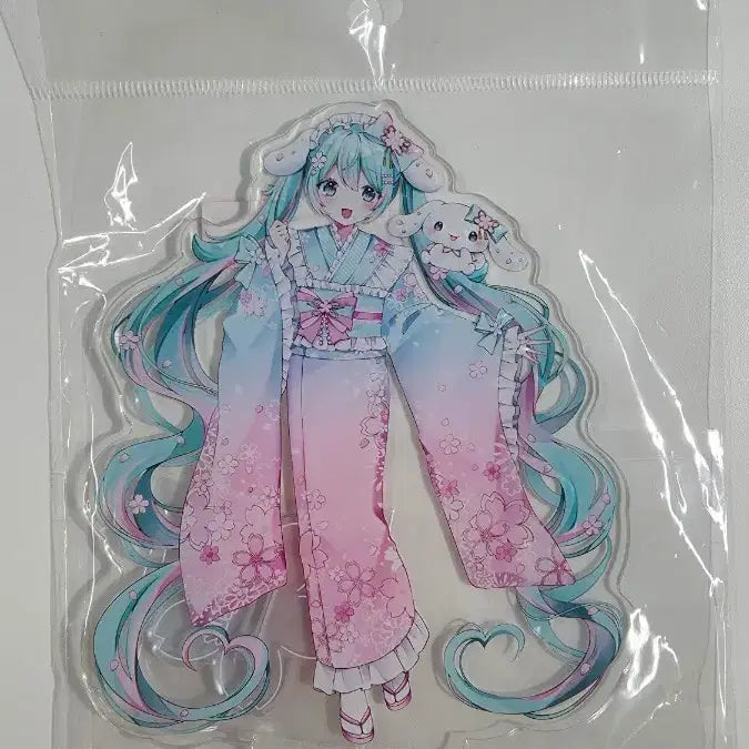 [BUNJANG] Miku x Cinnamoroll Sakura Kimono Standee Acrylic / (미개봉)미쿠x시나모를 벚꽃 기모노 스탠드아크릴