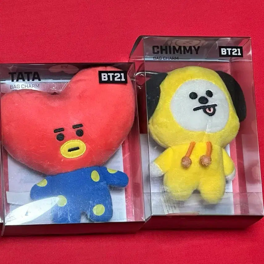 [BUNJANG] BT21 Tata, Chimmy Charm Doll Keychain 2 Types (Unsealed, Rare) / BT21 타타, 치미 백참 인형키링 2종 (개봉만 한 새상품,희귀)