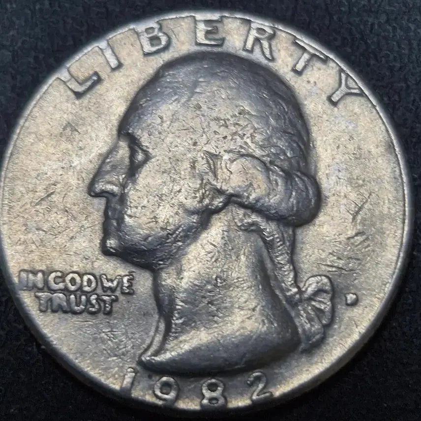 [BUNJANG] 1982 Washington Quarter Dollar Mint Error Coin / 1982년D발행 워싱턴 쿼터 달러. 압인 에러 주화