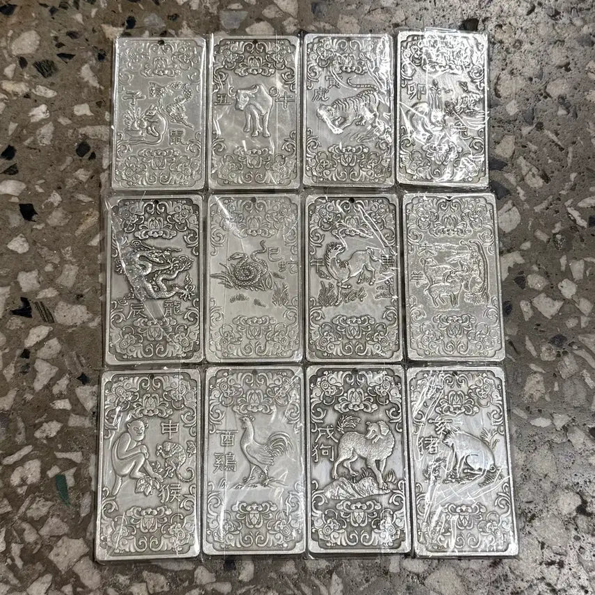 [BUNJANG] Brass 12 Zodiac Animals Paperweight / 백동 문진 십이지신 12간지 띠문진 백동 새상품 서예도구 서예용 호신불