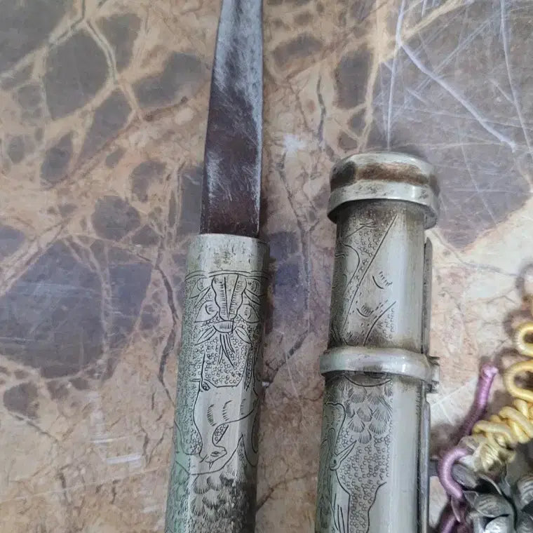 [BUNJANG] Joseon Dynasty Baekdong Pattern Jangdo Silver Knife Norigae Set / 조선시대 백동문양 장도