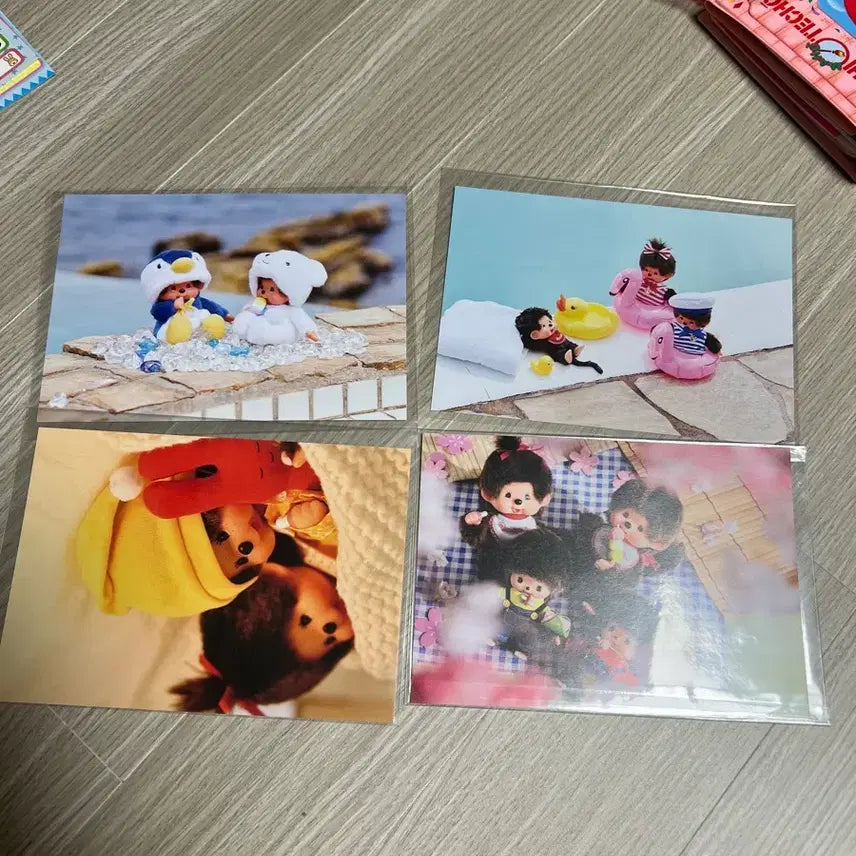 [BUNJANG] Monchhichi Postcard 4 Types Set / 몬치치 엽서 4종 세트 세키구치