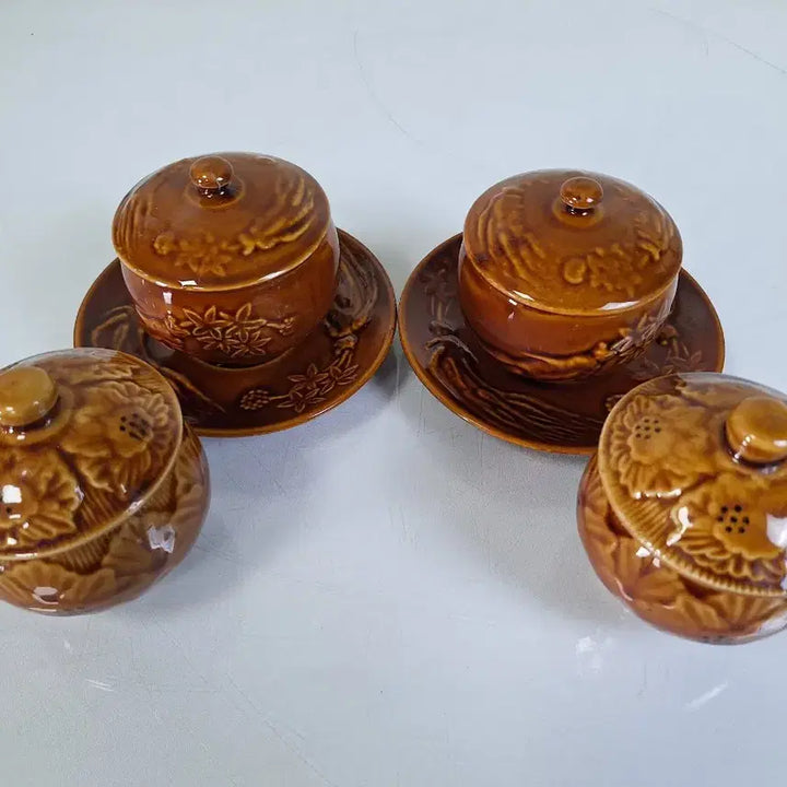 [BUNJANG] Vintage Korean Traditional Tea Cups and Saucers Set (Ginseng/Ssanghwa Tea) / 근대사 수집 자료 옛날 민속품 다방 전통차 인삼차 쌍화차 무궁화 잔