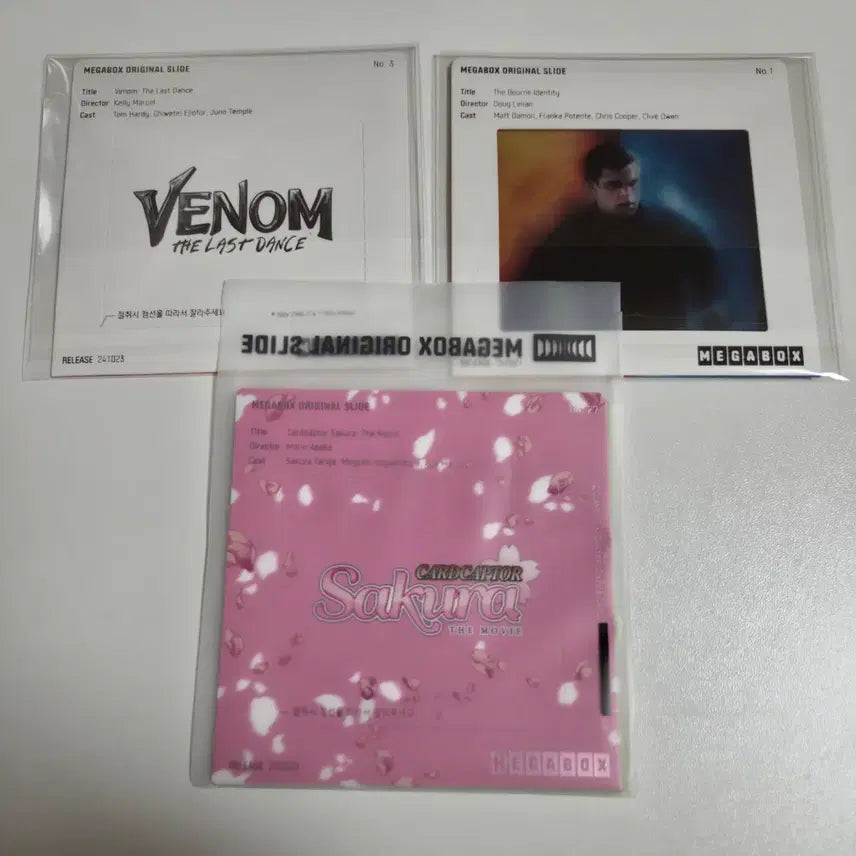 [BUNJANG] Megabox Original Slide Venom / Bourne Identity / Cardcaptor Cherry Bundle Set / 메가박스 오리지널 슬라이드 베놈 / 본 아이덴티티 / 카드캡터 체리