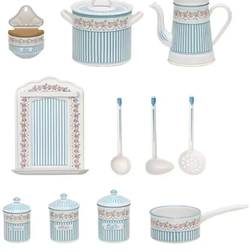 [BUNJANG] UES Miniature Food Toy Blue Stripe Kitchen Accessories Set / UES 미니어처 식완 블루 스트라이프 주방 소품 세트 키덜트