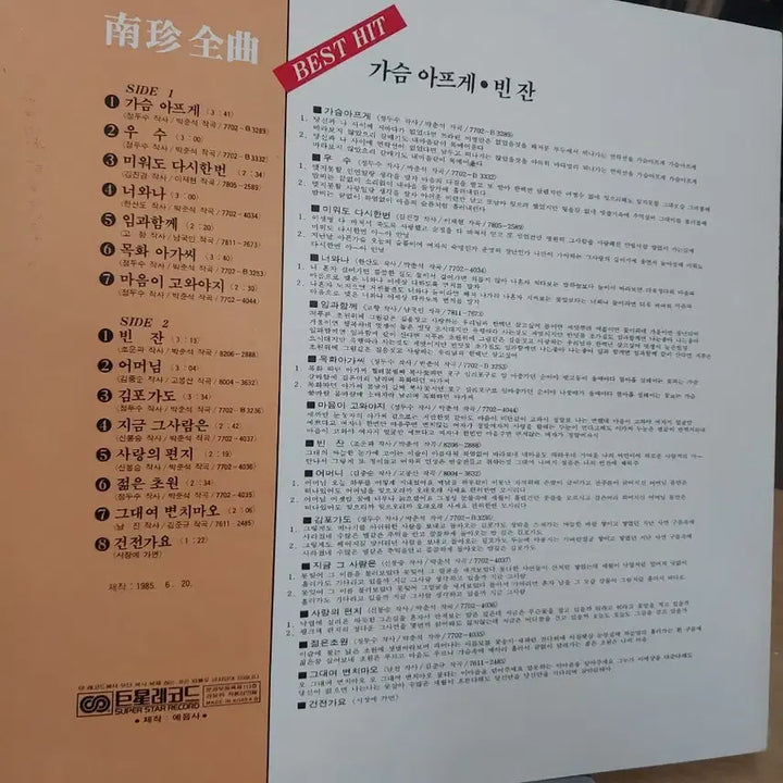 [BUNJANG] Nam Jin Best Hits LP First Press / 남진 베스트 히트 LP 초반