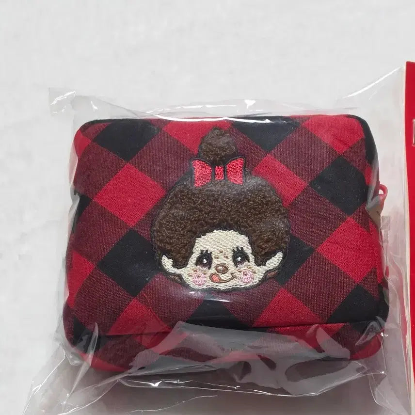 [BUNJANG] Carryland Monchhichi Square Check Pouch / 정품 몬치치 스퀘어 체크 파우치
