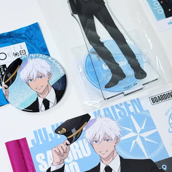 [BUNJANG] Jujutsu Kaisen Satoru Gojo Haneda Airport Set / 주술회전 하네다 에어포트 아크릴스탠드 캔뱃지 티켓 카드 특전 고죠 사토루