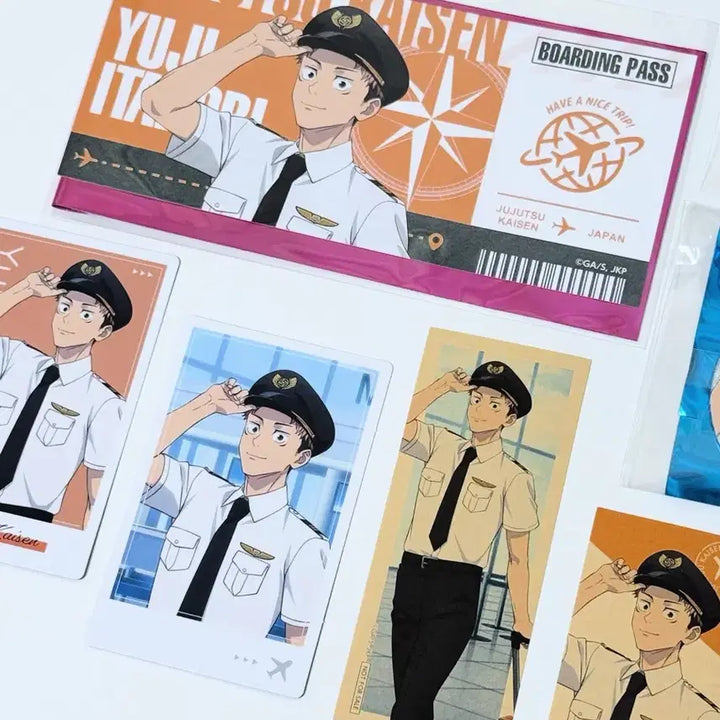 [BUNJANG] Jujutsu Kaisen Yuji Itadori Haneda Airport Limited Edition Set / 주술회전 하네다 에어포트 캔뱃지 티켓풍 카드 특전 푸드픽 이타도리 유지