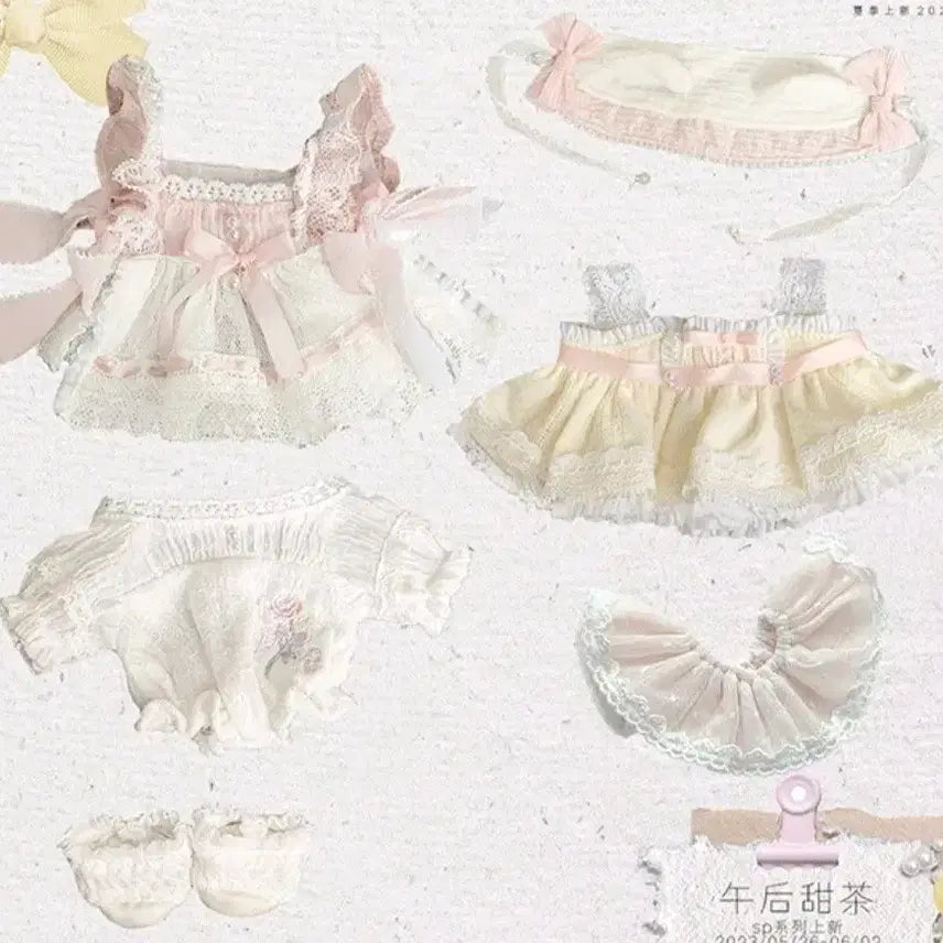 [BUNJANG] 20cm Doll Clothes Lace Bonnet Dress Set / 20cm 인형옷 솜인형옷 레이스 보닛 원피스