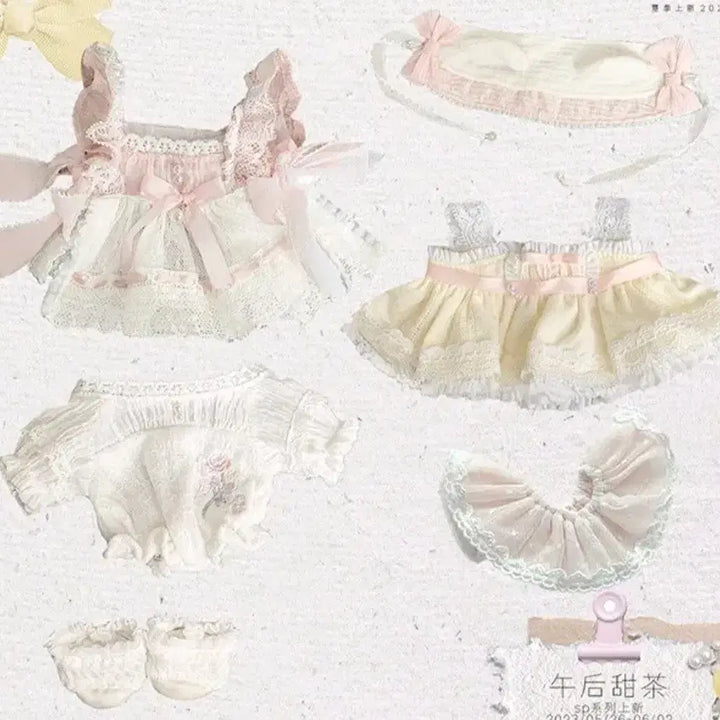 [BUNJANG] 20cm Doll Clothes Lace Bonnet Dress Set / 20cm 인형옷 솜인형옷 레이스 보닛 원피스