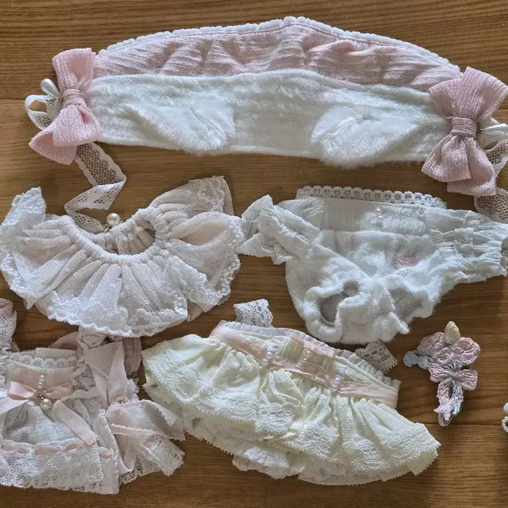 [BUNJANG] 20cm Doll Clothes Lace Bonnet Dress Set / 20cm 인형옷 솜인형옷 레이스 보닛 원피스