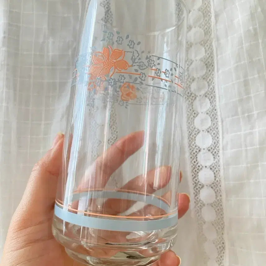 [BUNJANG] Vintage Flower Pattern Glass Cups (Set of 2) / 빈티지 유리잔 플라워 패턴 2종
