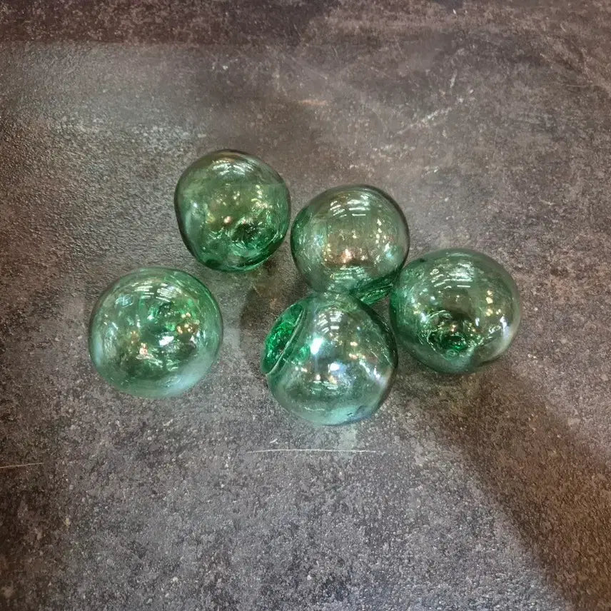 [BUNJANG] Set of 5 Vintage Green Glass Fishing Floats / 근대사 녹색 유리 부표 일괄