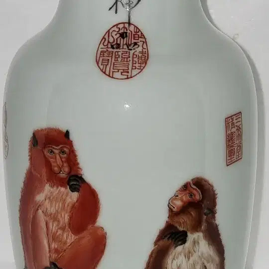 [BUNJANG] Qianlong Period Lang Shining Monkey Pattern Small Vase Chinese Porcelain / 건륭년제 랑세녕묘금 원숭이문 소병 높22 지13 중국도자기 고도자 골통품