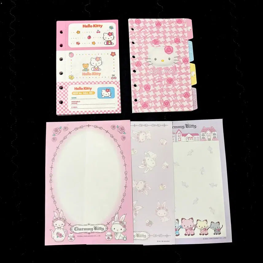 [BUNJANG] Rose Kitty Index Insert Chammy Kitty Memo Pad Bundle Set / 로즈 키티 인덱스 속지 챠미 키티 메모패드 일괄