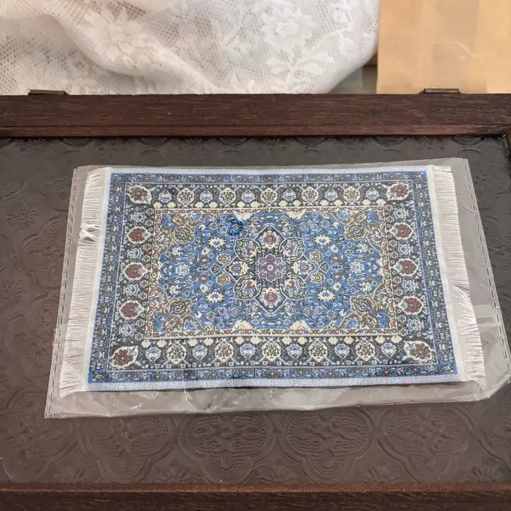 [BUNJANG] Miniature Dollhouse Carpet Blue Patterned / 미니어처 인형집 카페트