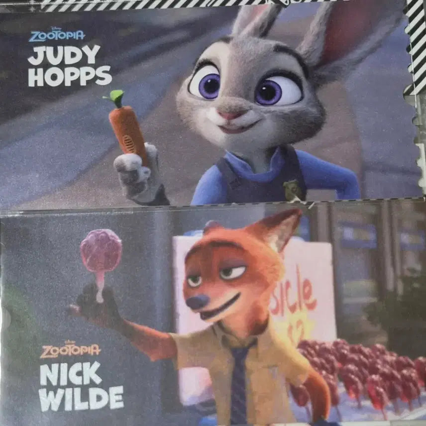[BUNJANG] Zootopia Nick Wilde &amp; Judy Hopps Set Postcard Ticket / 닉 주디 주토피아 주토피아2 디즈니 엽서 티켓 일괄