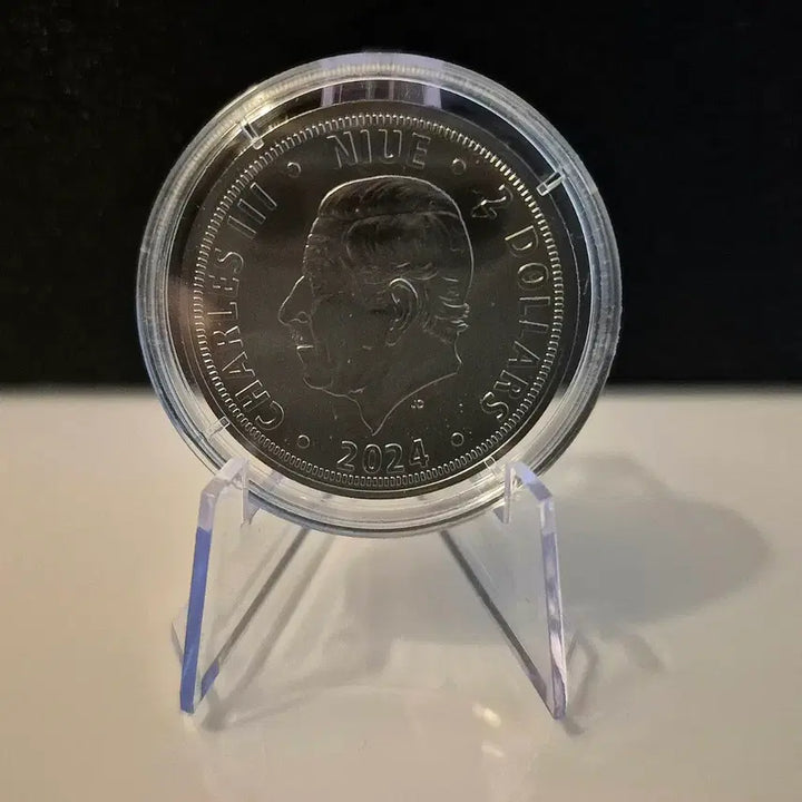 [BUNJANG] Limited Edition Czech Lion Ruthenium Plated Diamond Dust Silver Coin / 한정판 체코 사자 루테늄도금 다이아몬드 더스트 은화