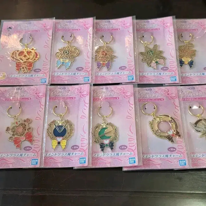 [BUNJANG] Sailor Moon Ichiban Kuji Stained Glass Charm Set / 세일러문 이치방쿠지 스테인드글라스참 10종