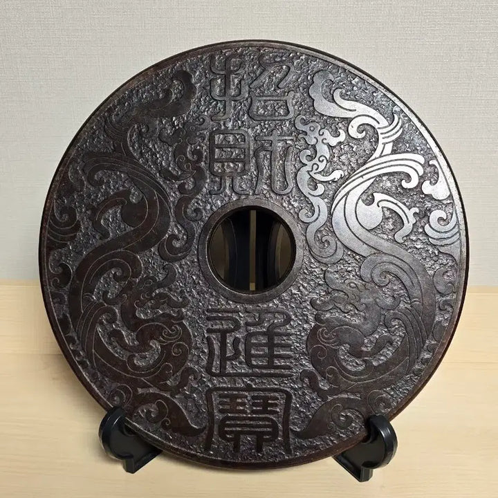 [BUNJANG] Large Natural Jade Double-Sided Carving Dragon and Phoenix / 옥공예, 대형 용봉문 천연옥 양면 조각