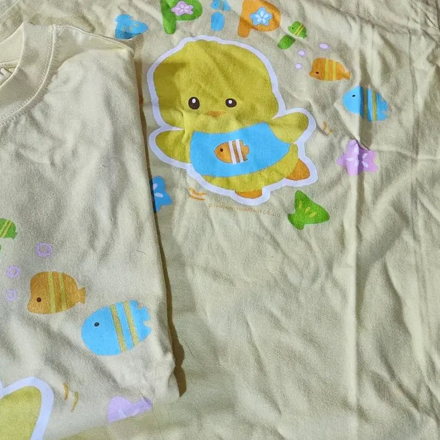 [BUNJANG] Youngart Pipi Short Sleeve T-Shirt / 영아트 피피 반팔티셔츠 고전문구 레트로 빈티지 방꾸 소품 병아리 캐릭터