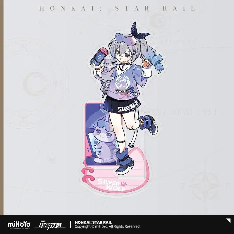 [BUNJANG] Honkai Star Rail Silver Wolf &amp; Seele Tiny Cat Acrylic Stand Set (Sealed) / 미개봉)붕괴 스타레일 공식굿즈 아크릴 은랑, 제레 세트