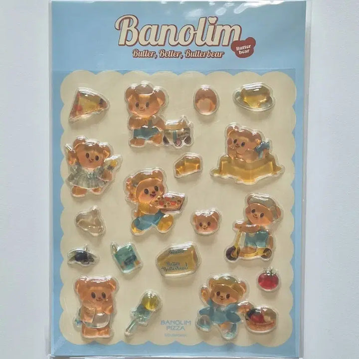 [BUNJANG] Butter Bear x Bolim Pizza 3D Stickers for Diary Decoration / 버터베어 반올림피자 3D 스티커 다꾸 다이어리 꾸미기