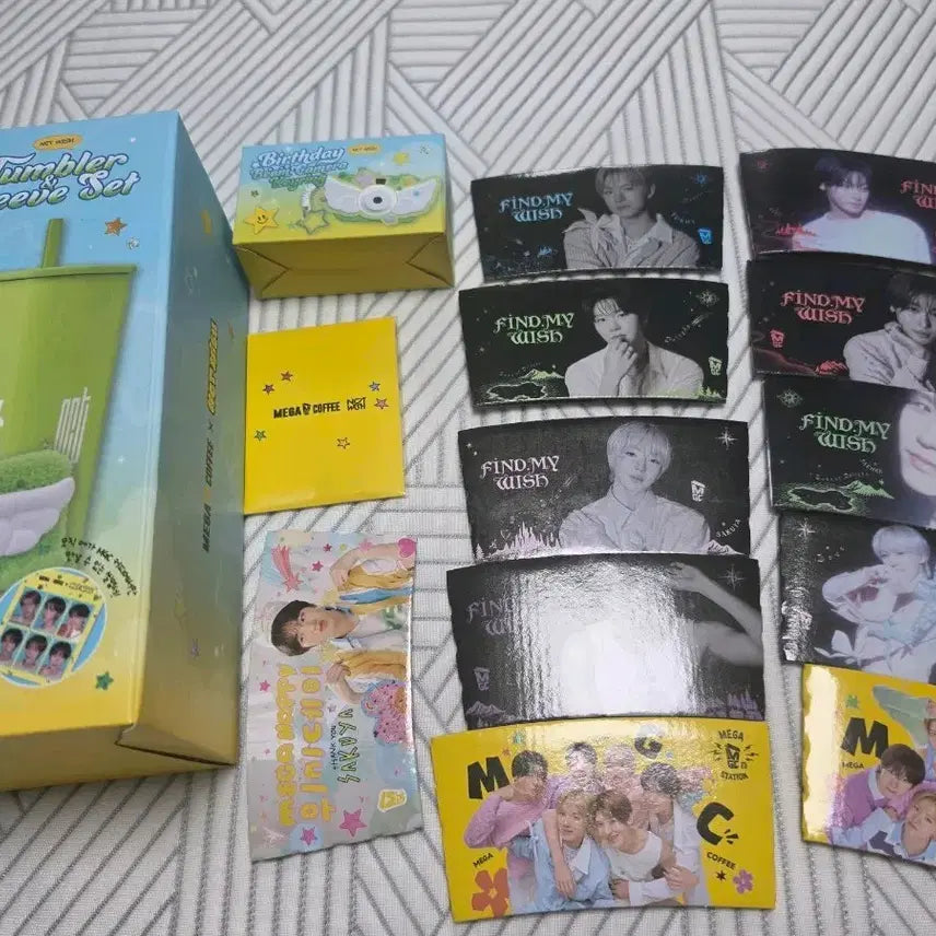 [BUNJANG] NCT WISH Megacoffee Bundle Set Photocard Keyring Cup Holder / 미개봉)메가커피 위시 텀블러+키링+포카+컵홀더 일괄