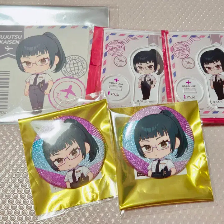 [BUNJANG] Jujutsu Kaisen Zenin Maki Haneda Airport Collaboration Bundle (Acrylic Stand, Coaster, Badge) / 일괄 ) 주술회전 하네다 아크릴 스탠드 코스터 뱃지 특전 젠인 마키