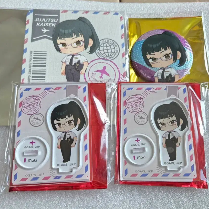 [BUNJANG] Jujutsu Kaisen Zenin Maki Haneda Airport Collaboration Bundle (Acrylic Stand, Coaster, Badge) / 일괄 ) 주술회전 하네다 아크릴 스탠드 코스터 뱃지 특전 젠인 마키