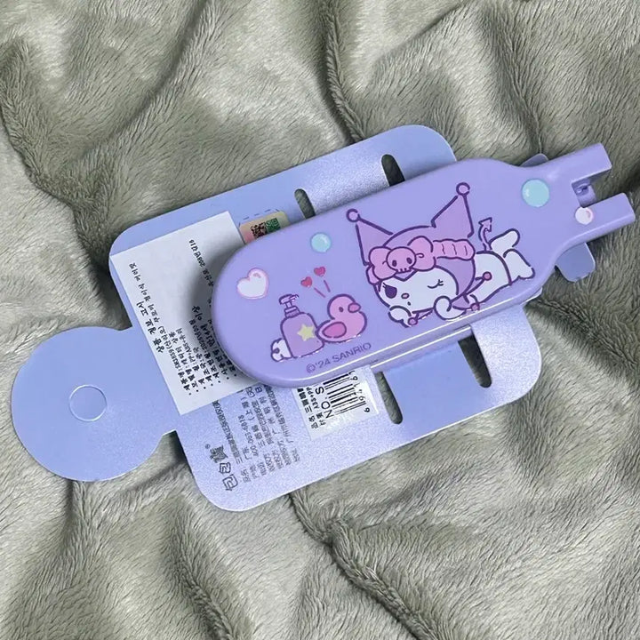 [BUNJANG] Sanrio Kuromi Folding Comb &amp; Mirror Set / 택0,새상품) 산리오 쿠로미 접이식 빗 거울 세트