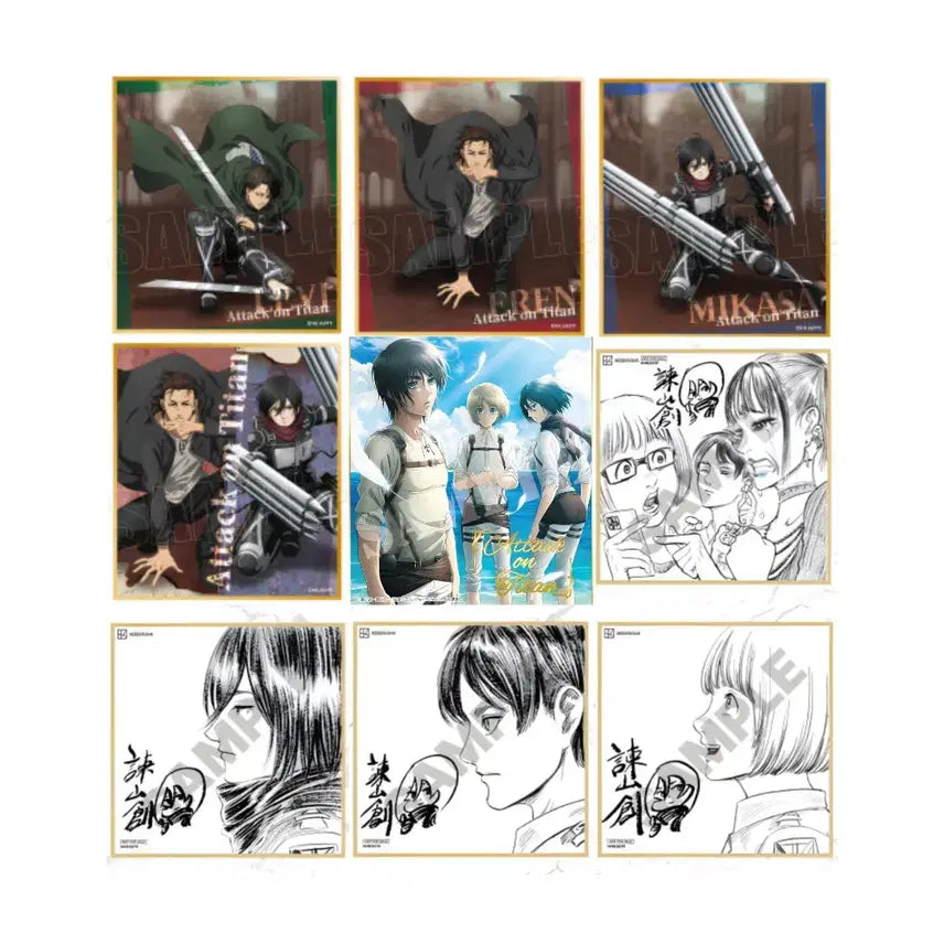 [BUNJANG] Attack on Titan Complete Set of 9 Shikishi Art Boards / 진격의거인 색지 9종 일괄  극장판 특전 제일복권