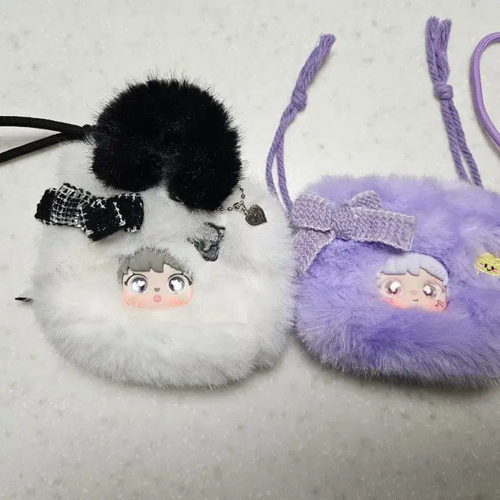 [BUNJANG] Sanmi Sweet Bag Doll Keyring (White, Purple) Bundle Set / 산미 스위트백 인형 키링 2개 (화이트,퍼플) 일괄판매