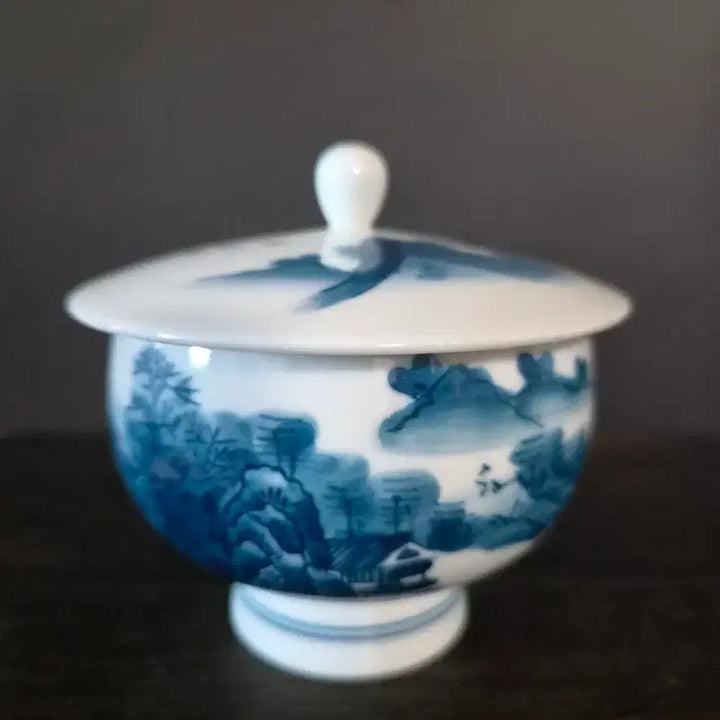 [BUNJANG] Celadon Porcelain Tea Bowl and Lid Set / 다완, 개완(k-356)