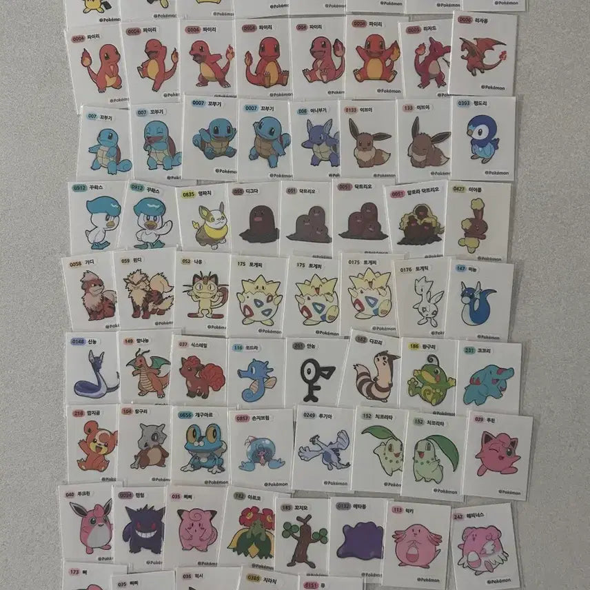 [BUNJANG] Pokemon Stickers 69-Piece Bundle (Includes Pikachu, Jirachi &amp; Mew) / 포켓몬 띠부씰 69장 일괄 (피카츄~..지라치&amp;뮤 포함)