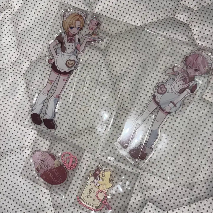 [BUNJANG] PLAVE Bambi Noah Maid Cafe Unofficial Cushion Keyring + Acrylic Stand + Keyring Bundle Set / 플레이브 밤비 노아 메이드 카페 비공식 쿠션키링+아크릴 스탠드+키링 일괄