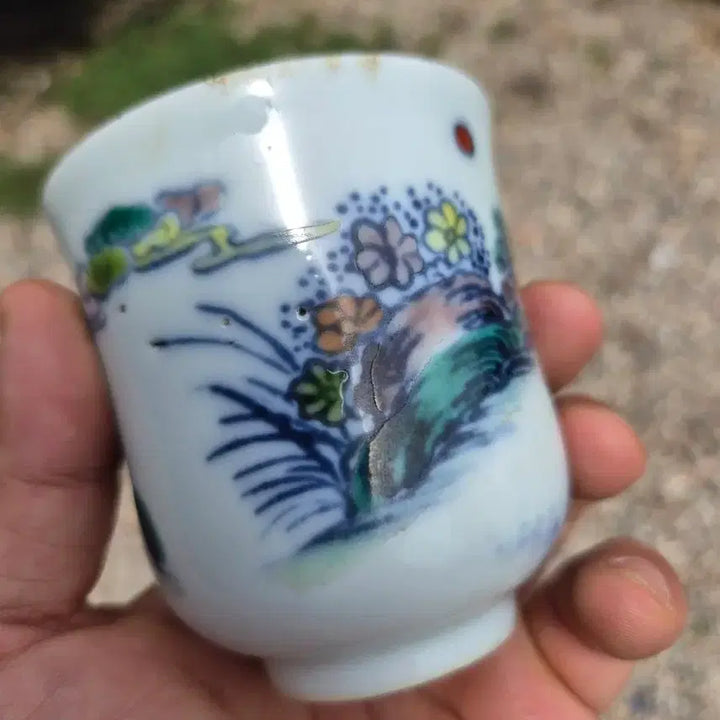 [BUNJANG] Sindeokdangje Blue and White Porcelain Tea Cup / 중국도자기 신덕당제 관지 투채 압수배 잔