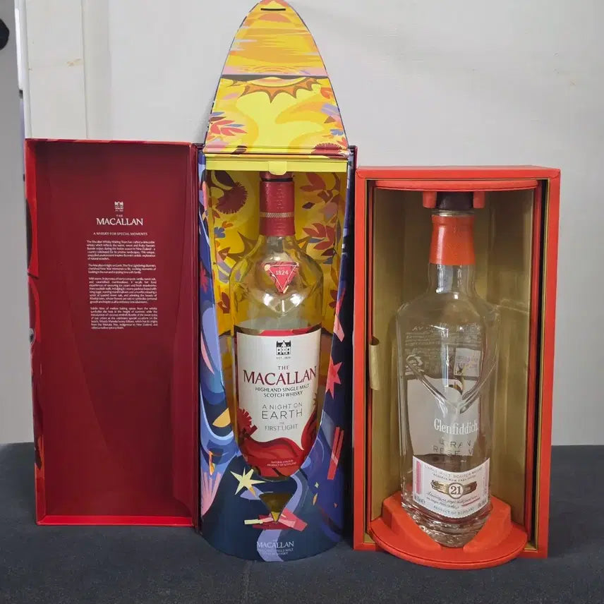 [BUNJANG] Macallan "A Night on Earth" &amp; Glenfiddich "Gran Reserva 21" Empty Bottles with Cases / 맥캘란 글렌피딕 위스키 공병