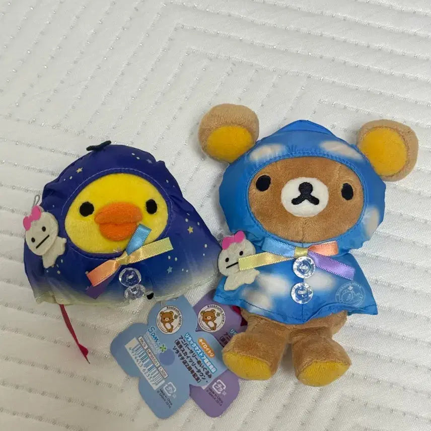 [BUNJANG] Rilakkuma &amp; Kiiroitori Raincoat Plush Set (Limited Edition) / 리락쿠마 키이로이토리 우비 인형