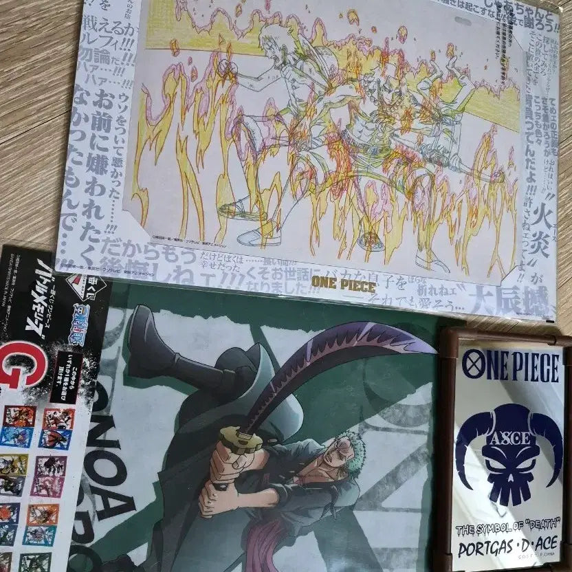 [BUNJANG] One Piece Ichiban Kuji Zoro Clear File &amp; Ace Mirror Bundle Set / 원피스 굿즈 이치방쿠지 제일복권 사진에 나온 거 일괄