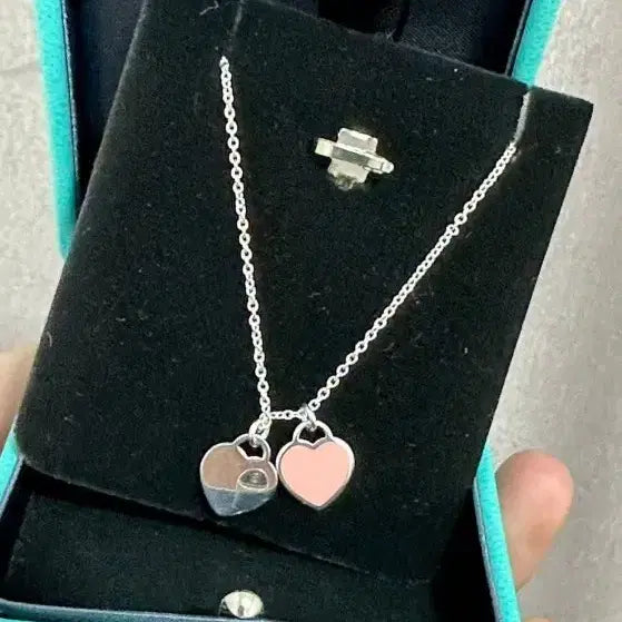 [BUNJANG] Tiffany &amp; Co. Pink Double Heart Necklace 925 Silver / 티파니 핑크 더블 하트 목걸이 925 실버 정품 여성 주얼리