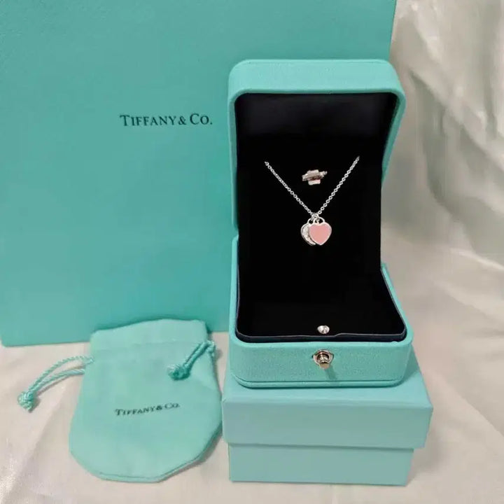 [BUNJANG] Tiffany &amp; Co. Pink Double Heart Necklace 925 Silver / 티파니 핑크 더블 하트 목걸이 925 실버 정품 여성 주얼리
