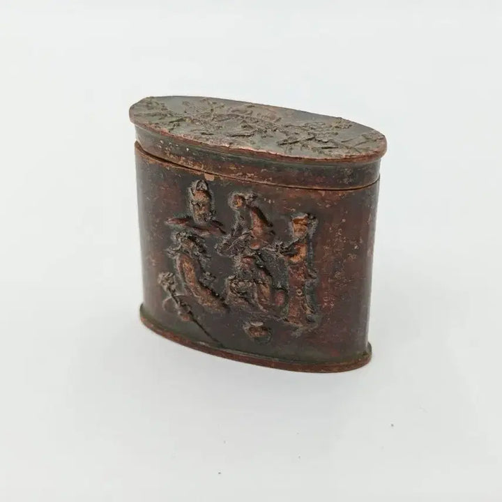 [BUNJANG] Qing Dynasty / Republic of China Period Bronze Incense Container with Figure Decoration - Chinese Antiques, Collectibles / [진품] 청말 민국시기 동제 인물문 향합 중국골동품 고미술품 수집품