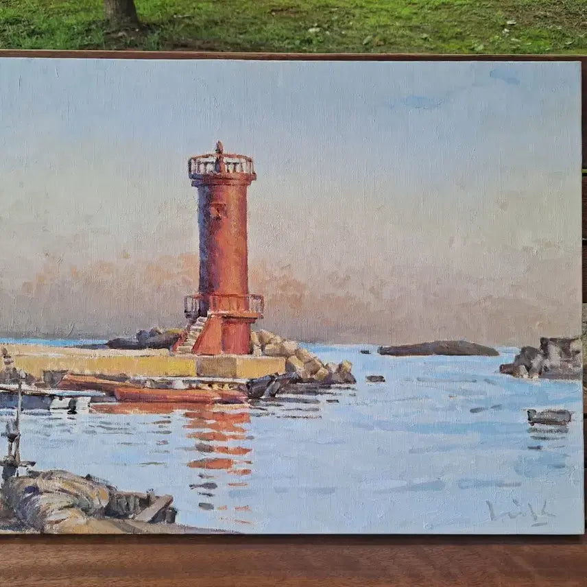 [BUNJANG] Lail Luik "Delaware Breakwater Light" Oil Painting on Canvas / 등대그림 유화